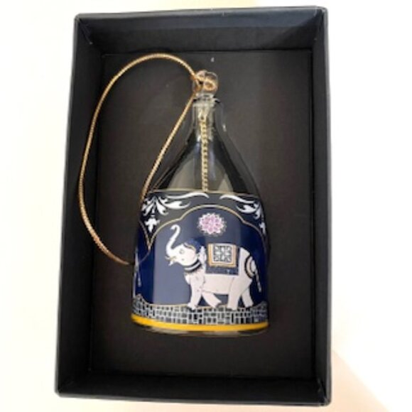 Rosenthal Maharajas Kobalt Elephant Motif Bell Christmas Ornament - Picture 1 of 7